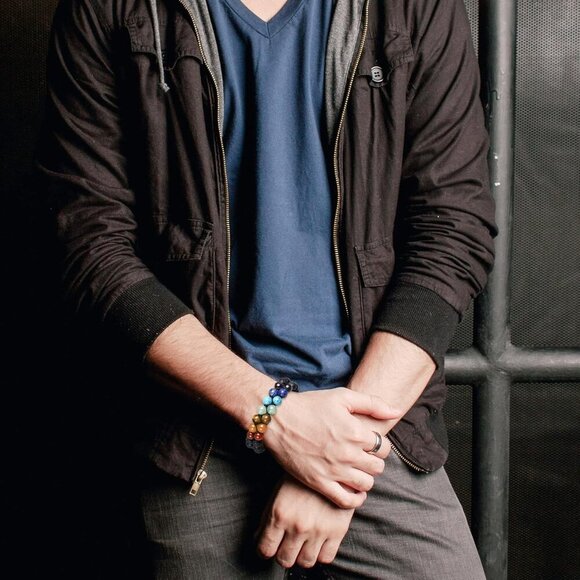 Lava Rock Stone Crystals Yoga Stone Bead Chakra Relax Bracelet for Womens Mens - Picture 3 of 8